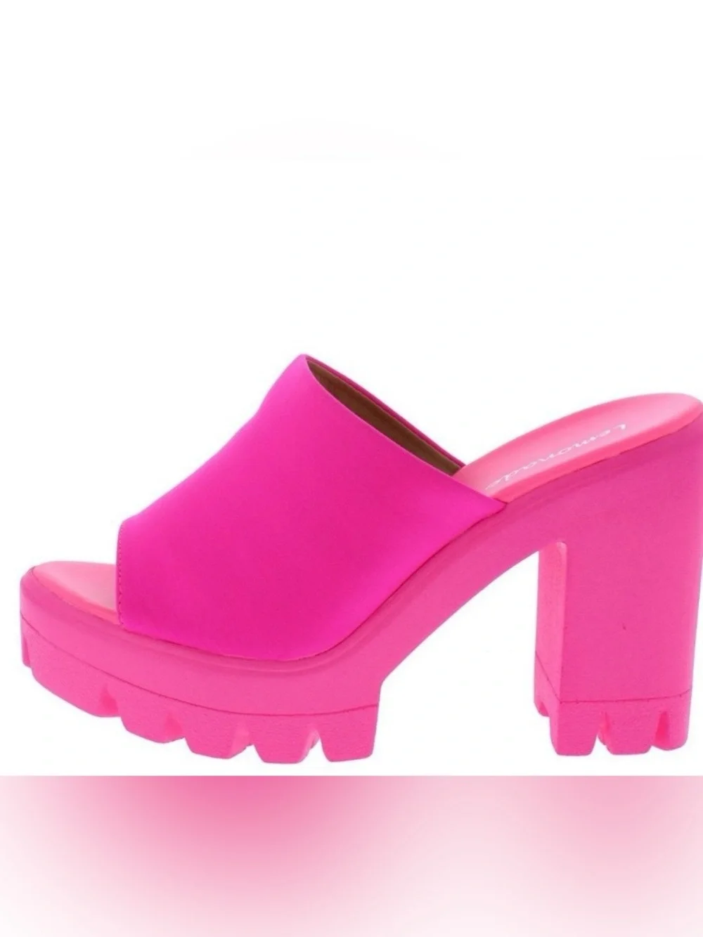 Bold Hot Pink Platform Mule Heels - Women's Fashion Slide